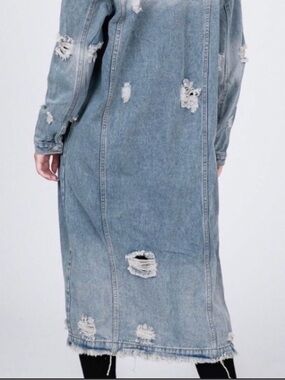 Steve Madden Faded Light Blue Denim Long Jacket